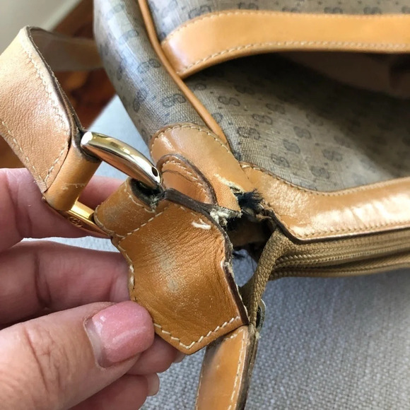 Vintage 90s Gucci GG Brown Leather Shoulder Bag 15" X 9" Crossbody Guccissima - Picture 13 of 16